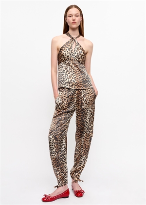 Printed satin top Leopard W0323 Ganni 